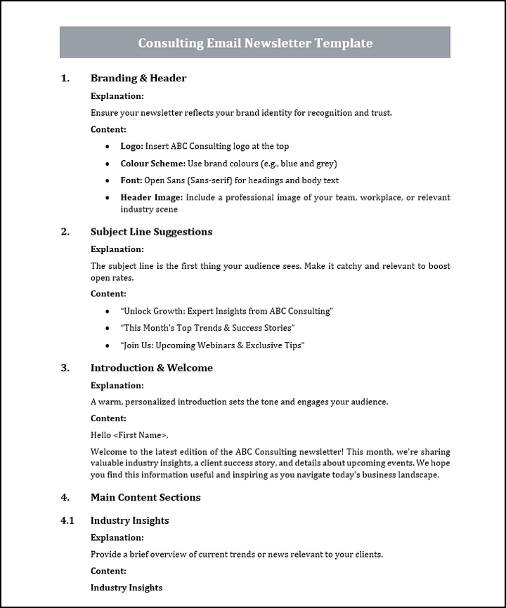 Consulting Email Newsletter Template Free Download