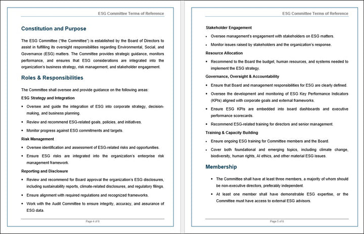 ESG Committee Terms of Reference 