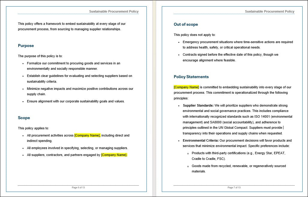Sustainable Procurement Policy