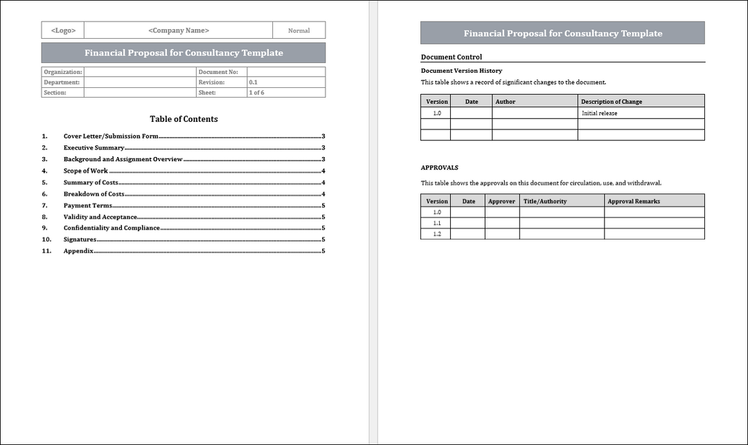 Financial Proposal for Consultancy Template Free Download
