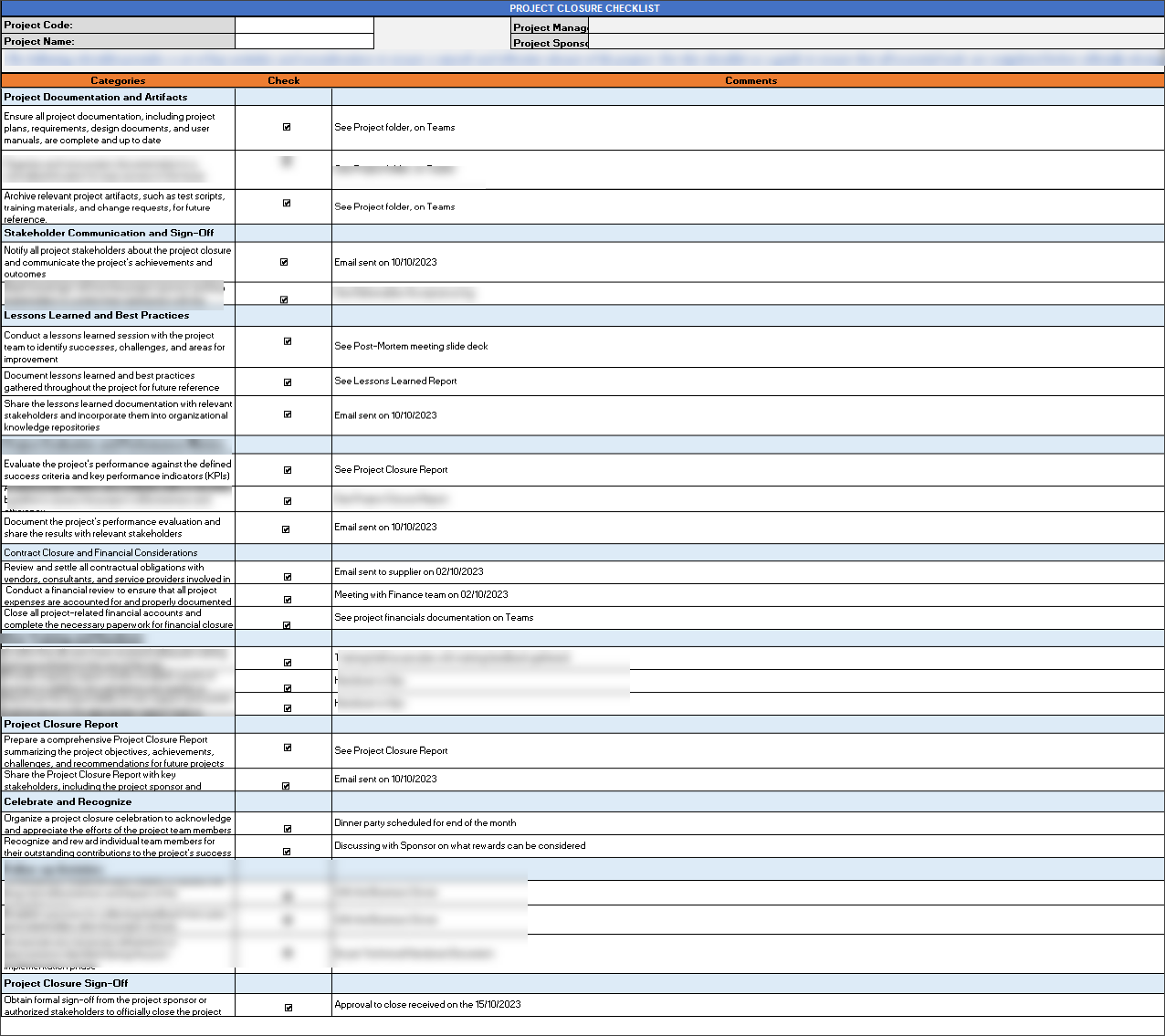Project Closure Checklist Template – Techno PM - Project Management ...
