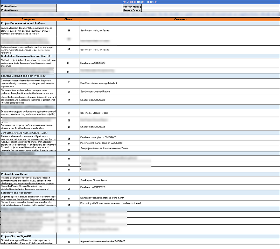 Project Closure Checklist Template – Techno PM - Project Management ...