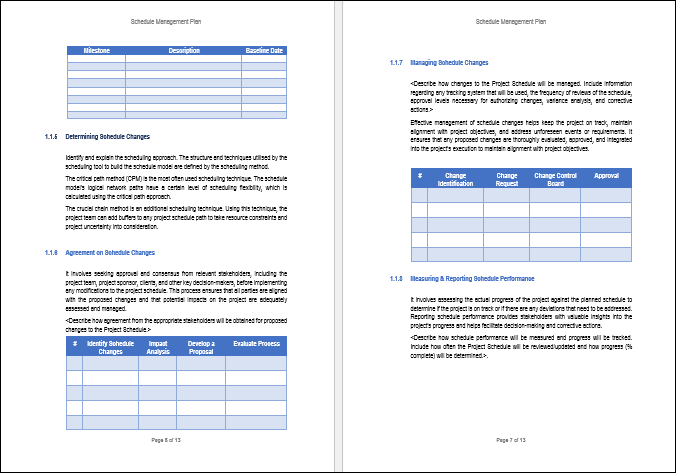 Project Jumpstart Pack- Schedule Management Plan Template