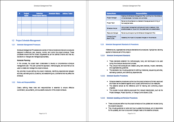 Project Jumpstart Pack- Schedule Management Plan Template