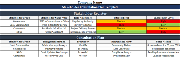 Stakeholder Consultation Plan Template
