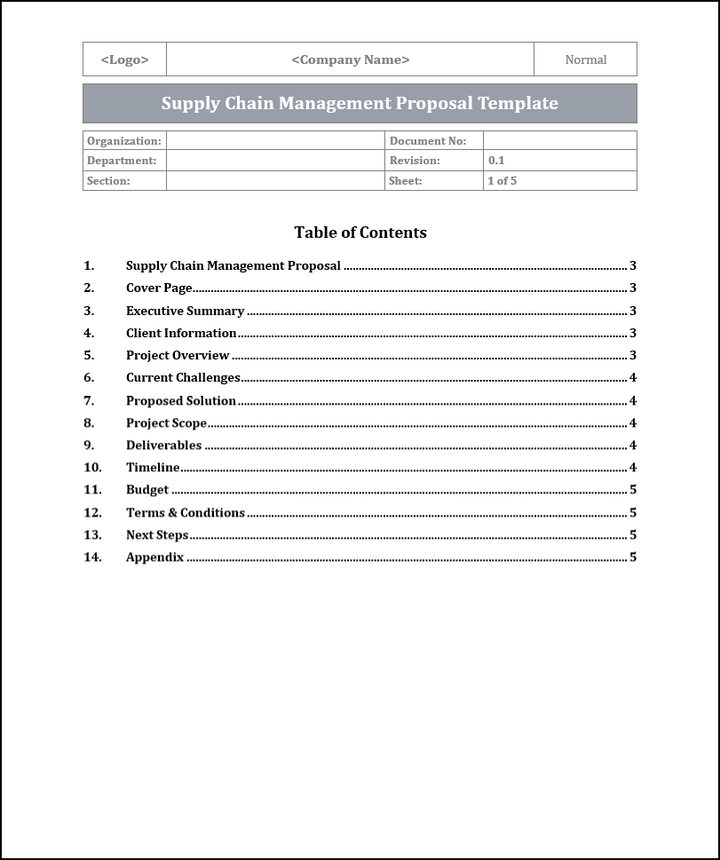 Supply Chain Management Proposal Template Free Download