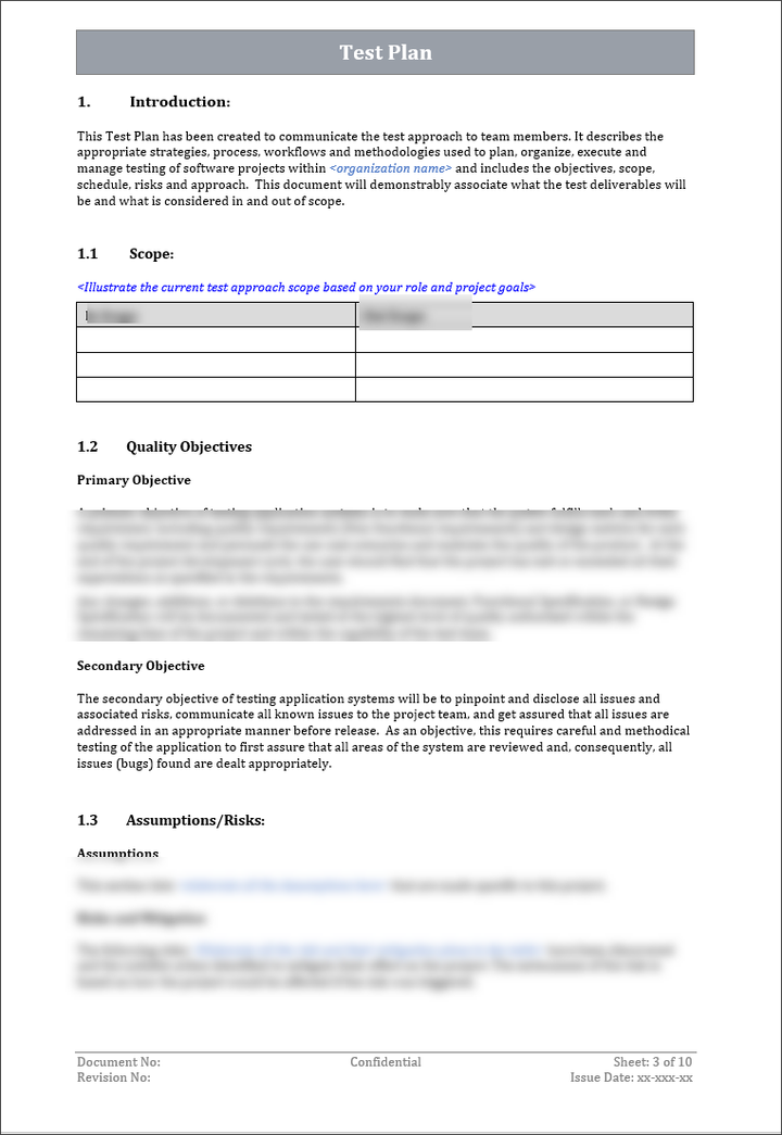 Test Plan Template