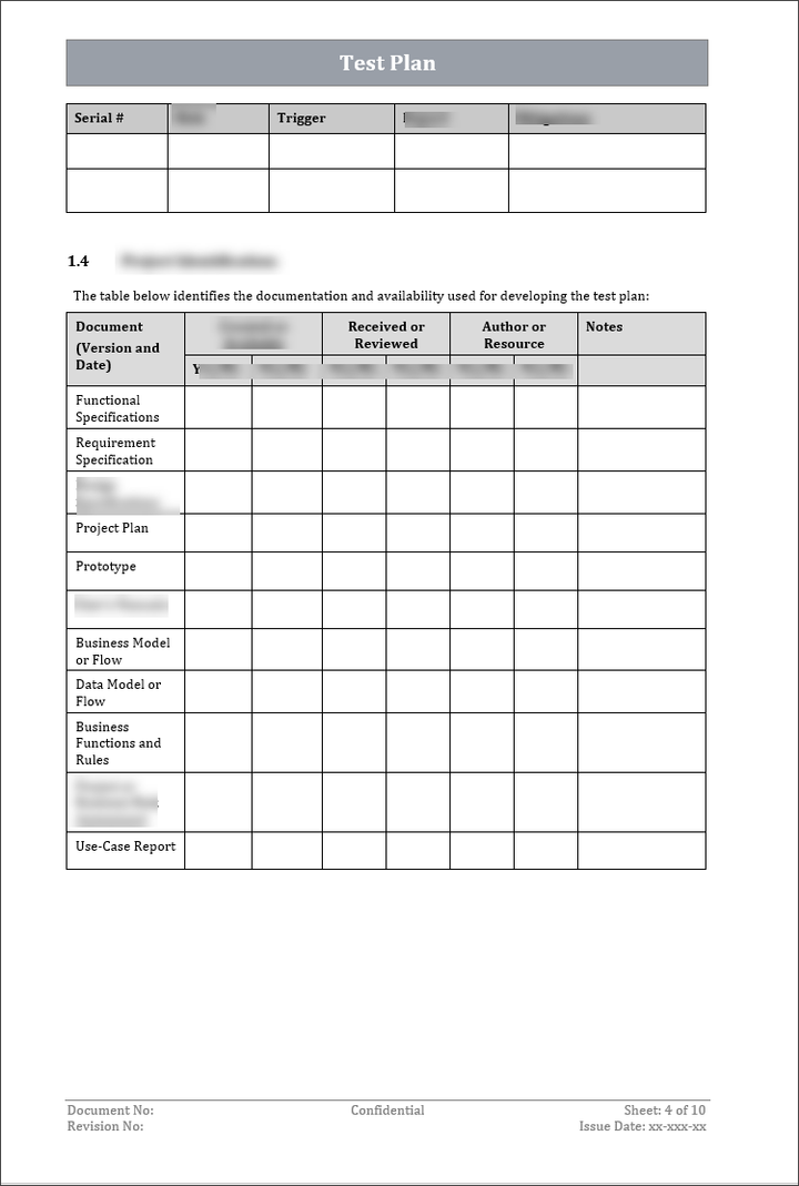 Test Plan Template