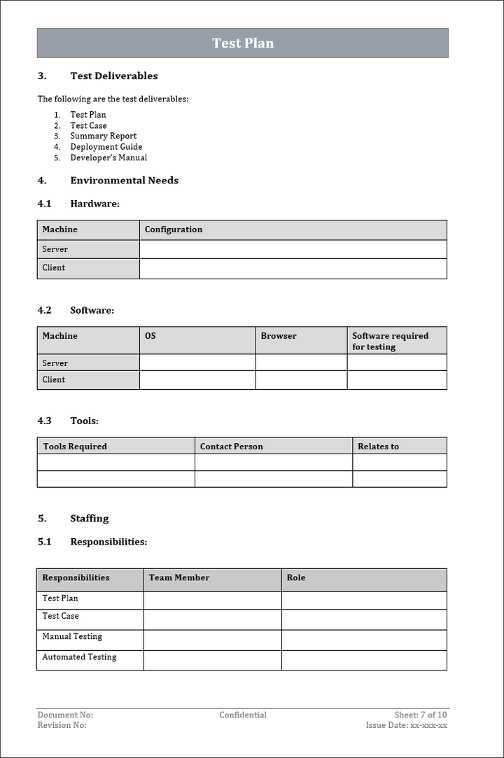 Test Plan Template Techno PM Project Management Templates Download