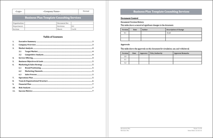 Business Plan Template Consulting Services Free Download