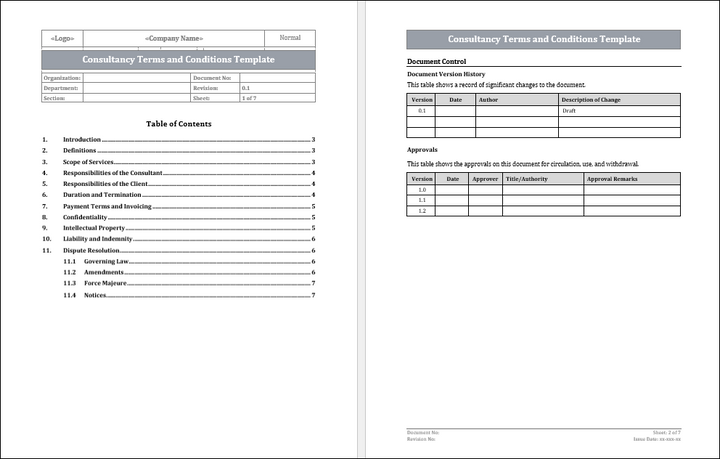 Consultancy Terms And Conditions Template Free Download