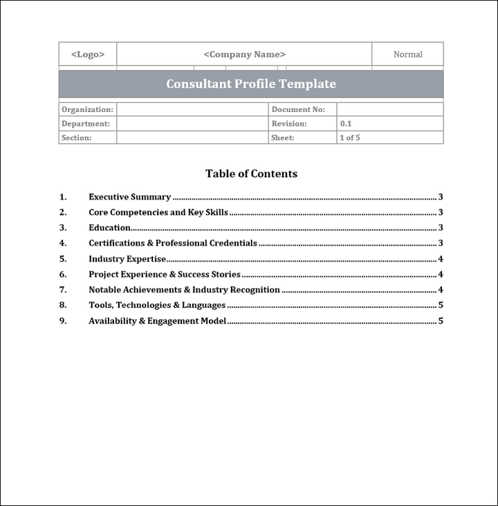 Consultant Profile Template Free Download