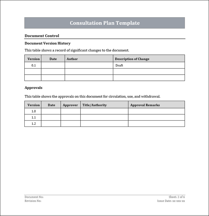 Consultation Plan Template Free Download
