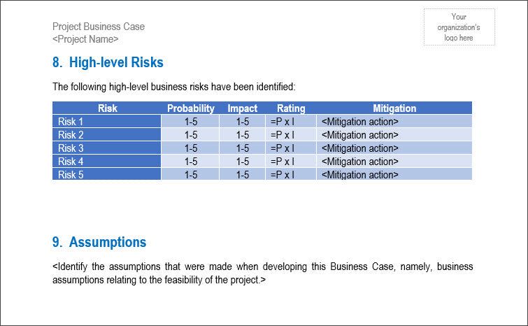 Project Starter Kit - Project Business Case