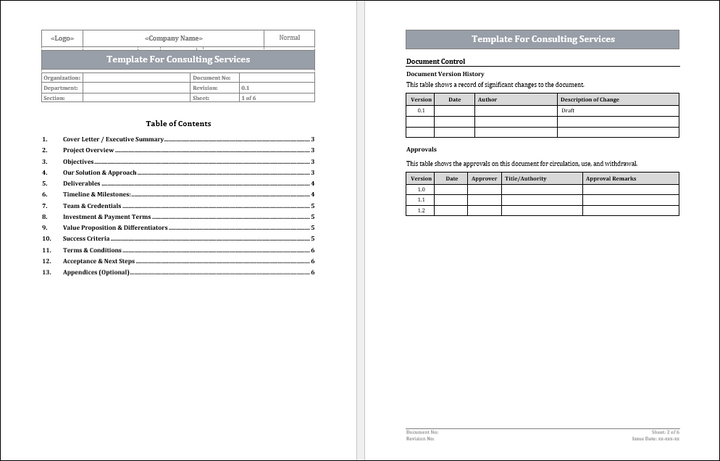 Template for Consulting Services Free Download