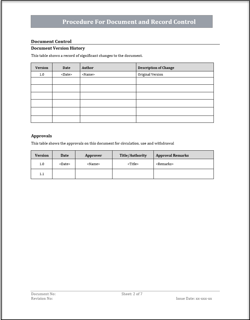 Project Control Register Example Iso ISO Standards – Techno PM - Project Management Templates Download