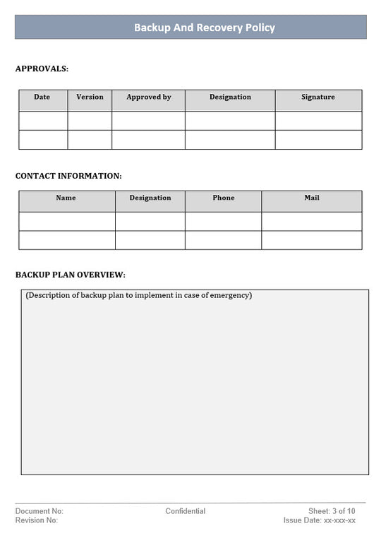 Backup and Recovery Policy Template – Techno PM - Project Management ...