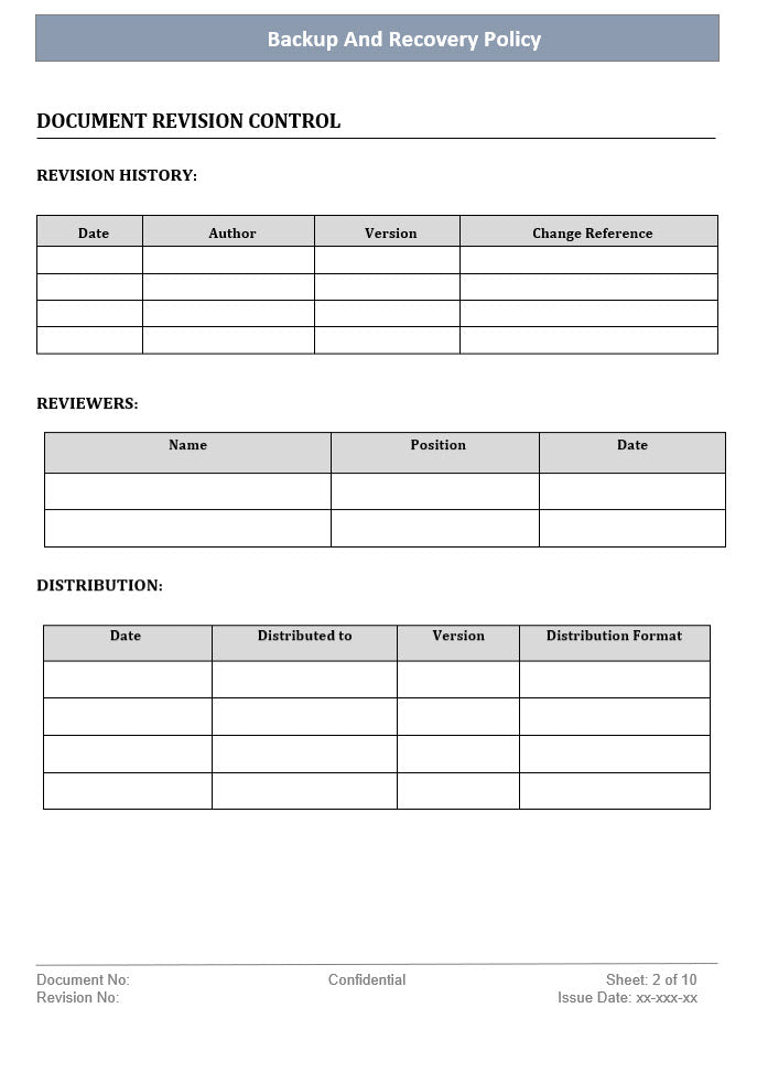 Backup and Recovery Policy Template – Techno PM - Project Management ...