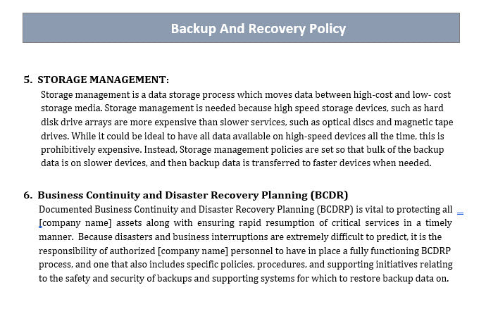 Backup and Recovery Plan Template