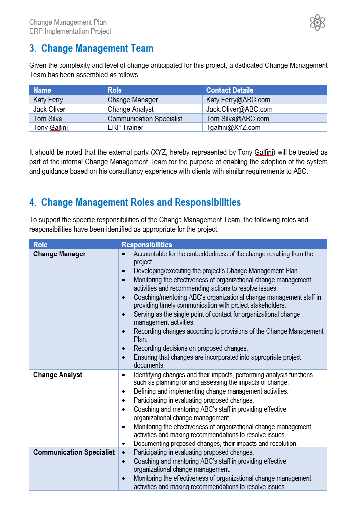 Change Management Plan
