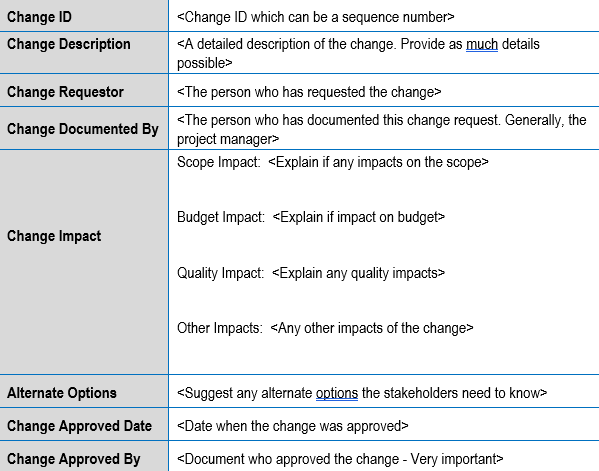 Change Request Form Word