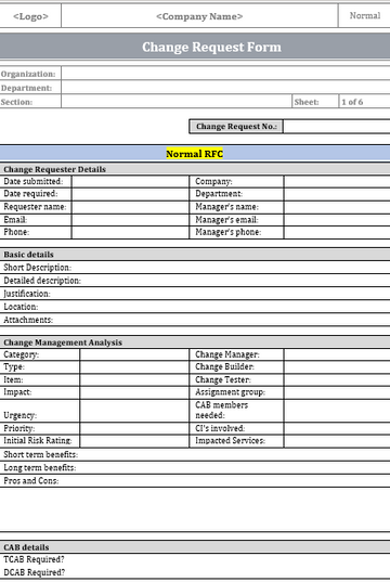 Change Request Word Template Techno PM Project Management Templates