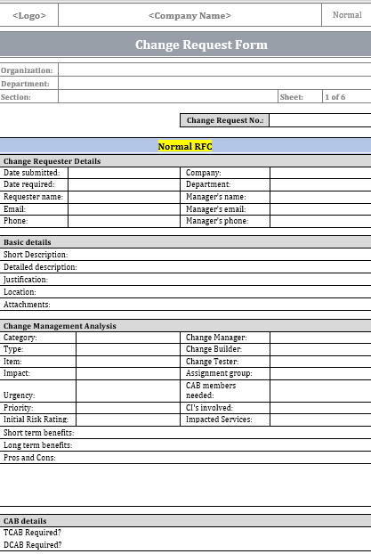 Major Change Request Examples Change Request Word Template – Techno PM - Project Management Templates ...
