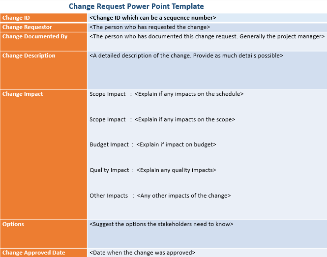 Change Request Form Template PPT