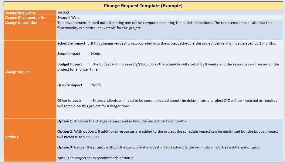 Change Request Form Template PPT Example
