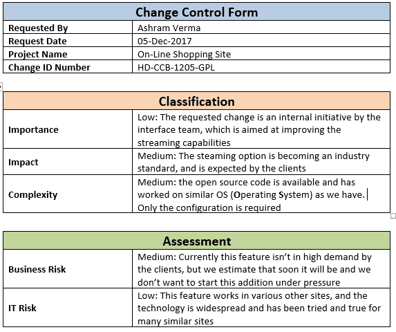 Word Change Control Form Template