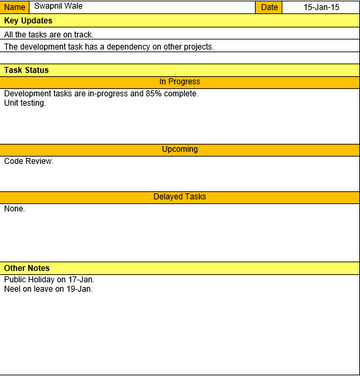 Daily Status Report Template - Excel and Word Template – Techno PM ...