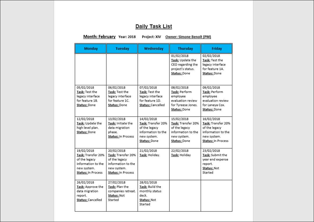 Daily Task List Project Daily Task List Template › Checklist Templates – Techno PM - Project ...