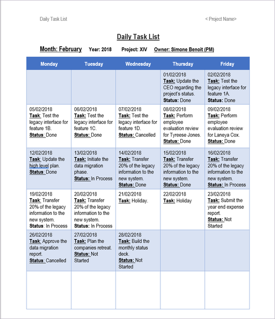 Daily Task List Template › Checklist Templates – Techno PM - Project ...