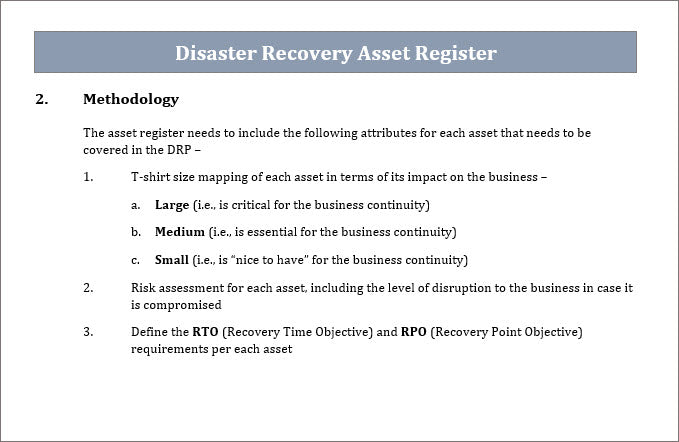 DR Asset Register Template