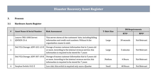 Digital Asset Register Examples DR Asset Register Template – Techno PM - Project Management Templates ...