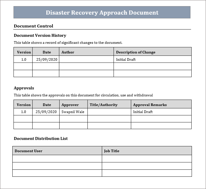 DR Approach Template