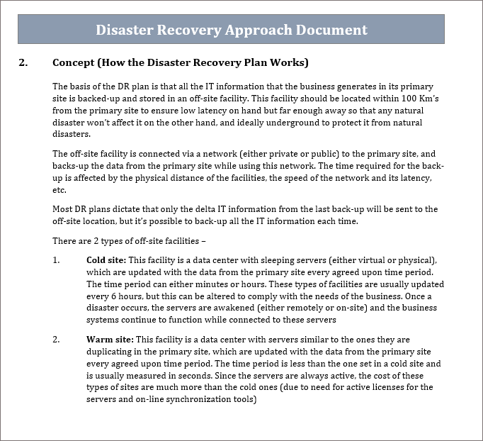 DR Approach Template