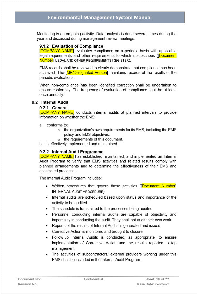 Environmental Management System Manual, Environmental Management System