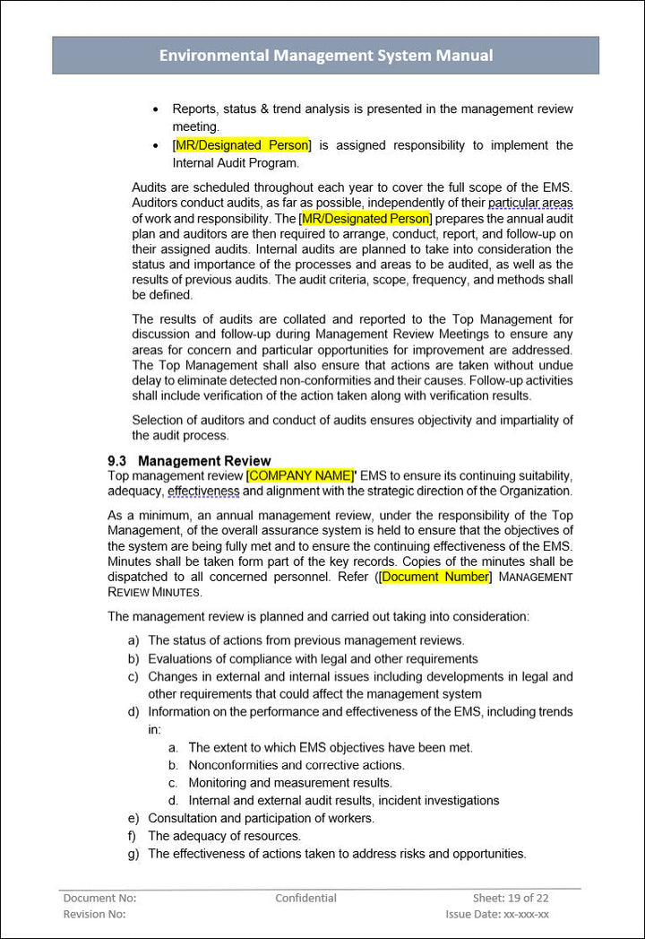 Environmental Management System Manual, Environmental Management System