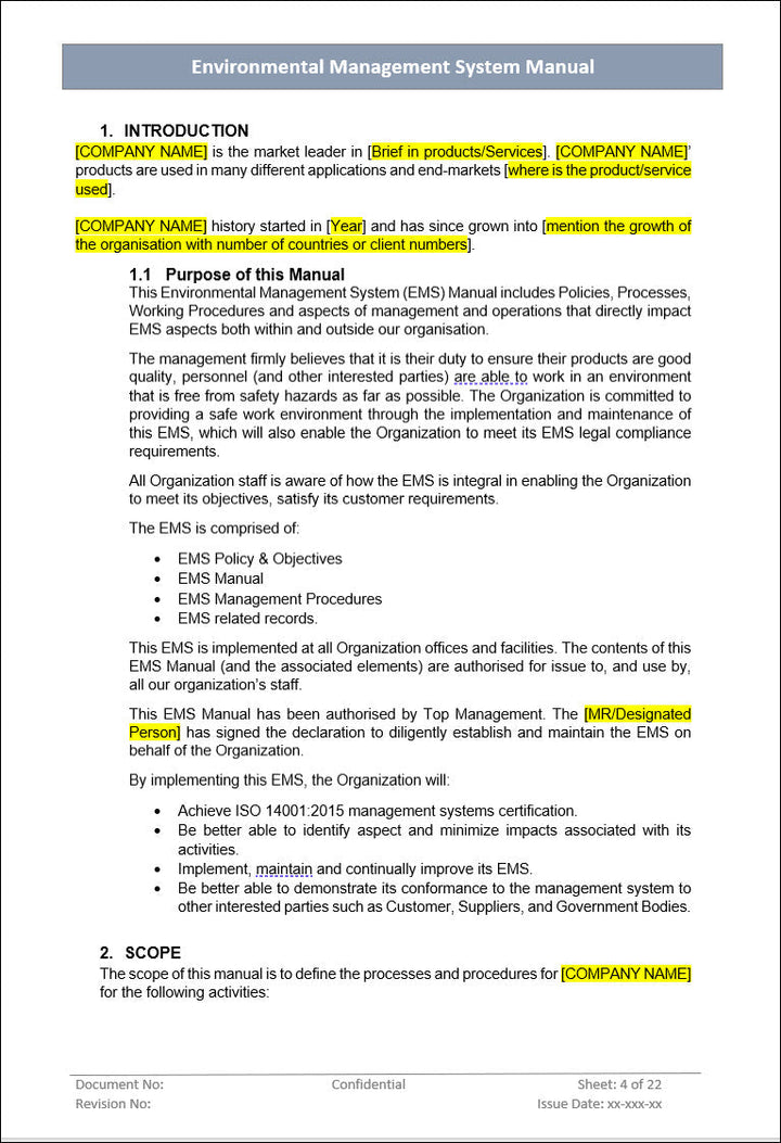 Environmental Management System Manual, Environmental Management System