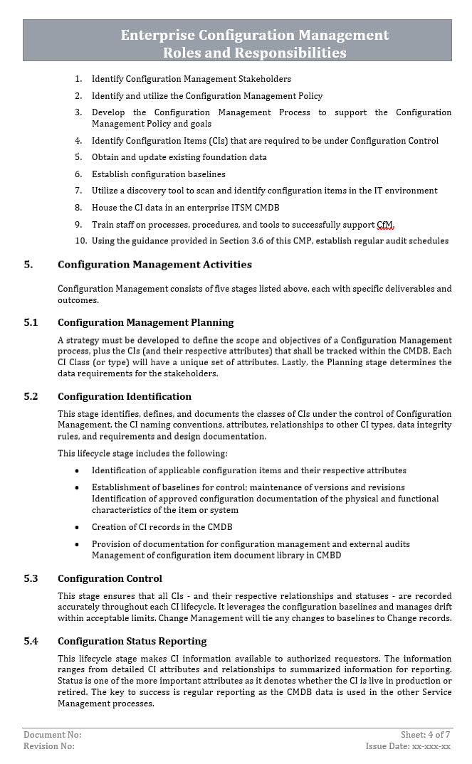 Enterprise Configuration Management Roles and Responsibilities