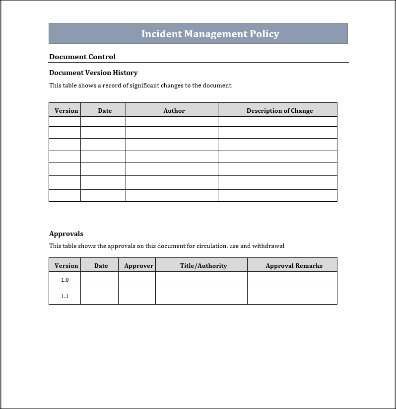 Incident Management Policy Template