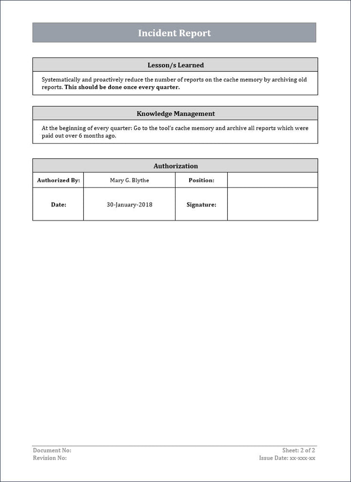 Incident Report, ITSM Incident Report