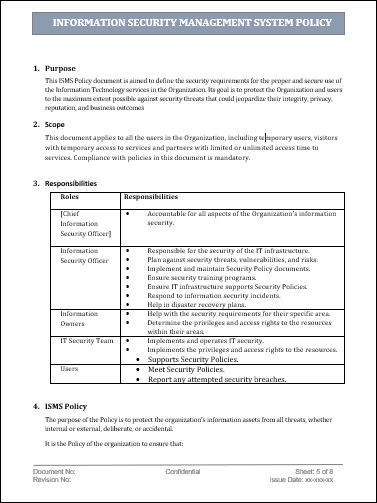 isms, isms template, isms policy, information security management systems
