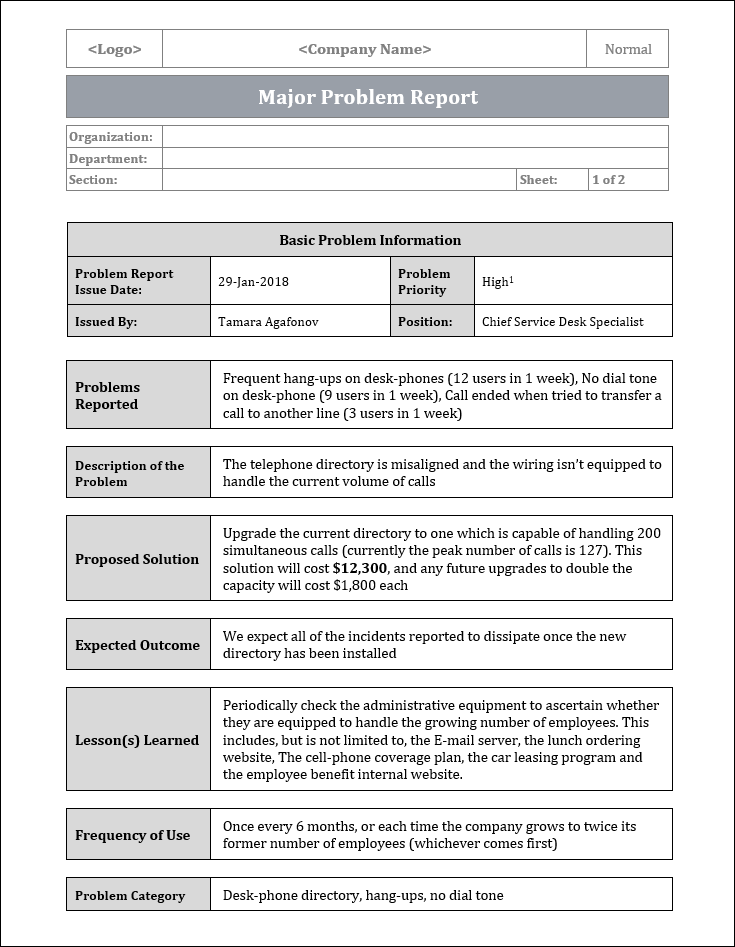 Problem Representation Template.pdf Problem Management Templates Bundle – Techno PM - Project Management ...