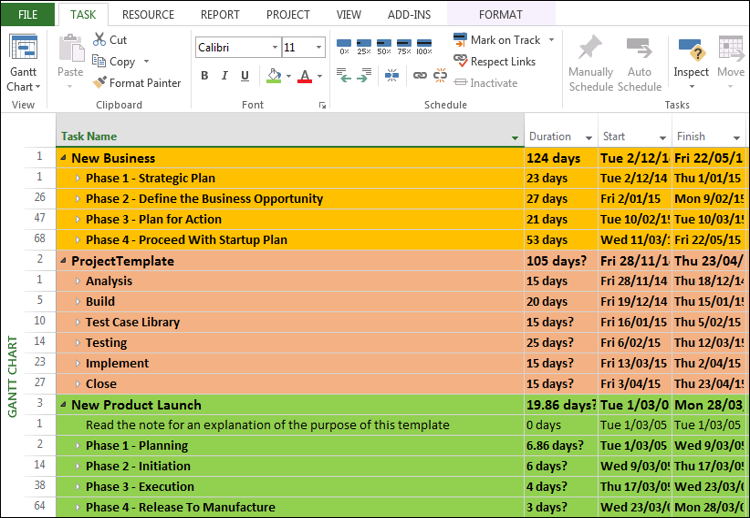 Master Project Plan Excel