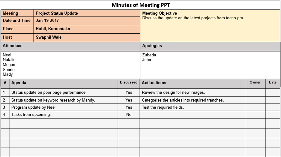 Minutes of Meeting PPT Format