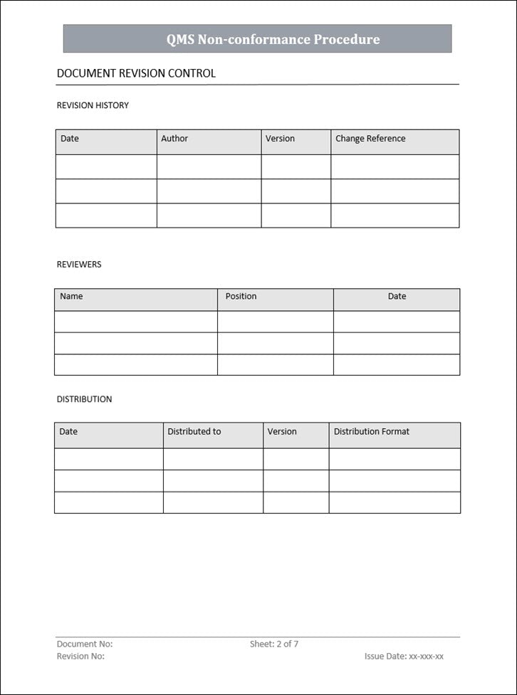 QMS 9001 Non Conformance Procedure