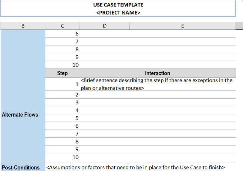 Use Case Template Excel