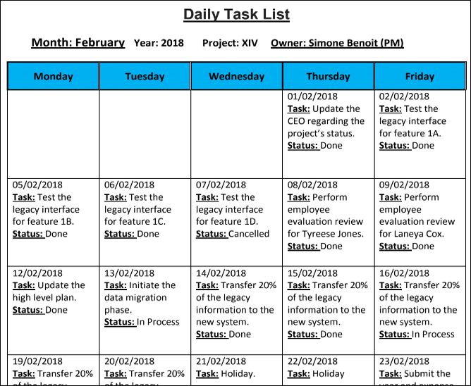 Daily Task List Template › Checklist Templates – Techno PM - Project ...